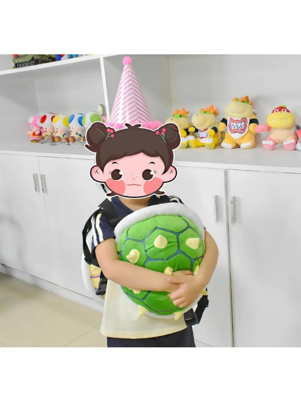 Green Spiked Turtle Shell Backpack - Soft Plush Role Play Costume Toy, 11.4